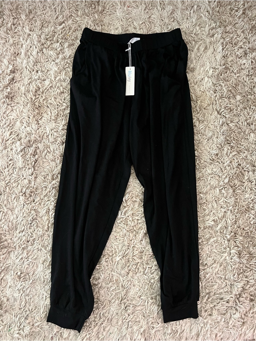 Blu Ivy Dressy Black Joggers with Pockets and Elastic Waist